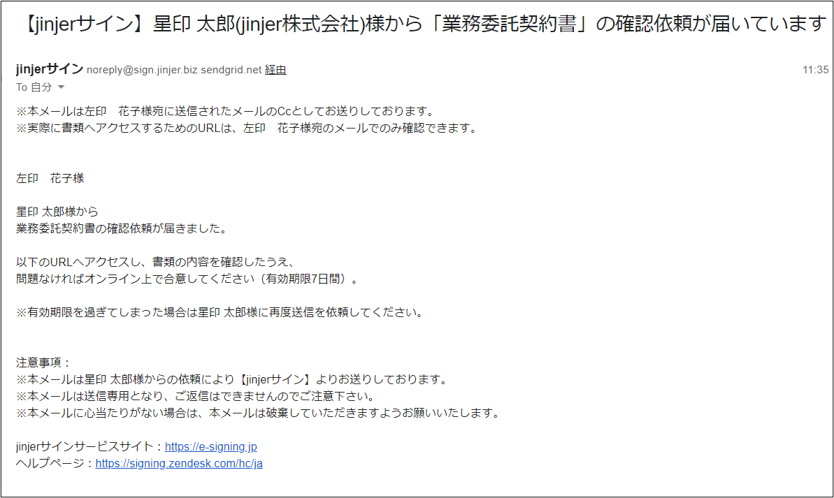 Ccに宛先を設定した場合、どのような通知が届きますか？ – ジンジャー